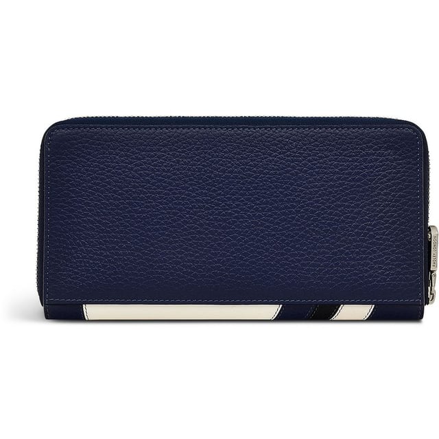 Monedero Radley Mountain Wanderers para mujeres en azul, fabricado en cuero. Cuenta con: seis ranuras para tarjetas, bolsillo con cremallera para monedas, secciones para billetes, cierre completo con cremallera y dimensiones de h9 x w19 x d3 cm.