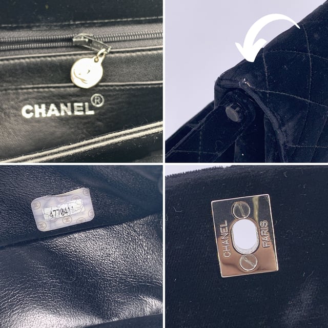 VINTAGE, RRP AS NEW
This beautiful Bag will come with a certificate of ity provided by third party ators. The certificate will be provided at no further cost  From the elegant runways of the late '90s comes this vintage Chanel single flap bag, crafted in sumptuous black quilted velvet, a texture that captures both light and attention with effortless grace. Dating from the 1996-1997 collection, this piece carries the spirit of an era when Chanel redefined quiet luxury with bold femininity.  The front flap is anchored by the iconic CC turn-lock clasp in silver-tone metal, a timeless emblem of the Maison's enduring legacy. the bag features 1 rear open pocket. Inside, the bag opens to reveal a black leather lining, elegantly divided into two main compartments, with one zippered pocket and one open side pocket - the perfect balance of form and function.  Every detail speaks to Chanel's meticulous craftsmanship, from the embossed 'CHANEL' and 'Made in France' markings inside to the discreet ity serial number that confirms its heritage.  More than a bag, this is a collector's keepsake - a velvet echo of '90s Parisian style, meant to be worn, admired, and passed on.  Condition Rating: B - VERY GOOD CONDITIONCondition Details: Gently used. The velvet on the studs that hold the shoulder strap is slightly worn. Minimal wear of use inside. Minimal wear of use on the flap, upper corner (some show arrows indicating any evident defect.). Please, see the photos and/or ask if you have any doubts or if you need more information.Measurements (cm):Depth: 8.9Height: 16.5Length: 24.1Other Details: Dustbag? YesKeys? NoBox? No Measurments:  width: 89 mm length: 241 mm height: 165 mm strap length: 0 mm handle drop: 0 mm