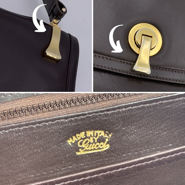 VINTAGE, RRP AS NEW
A classic from Gucci's rich leather-making legacy, this vintage brown leather shoulder bag is a quiet nod to Italian elegance. Crafted in smooth, warm-toned leather that has only grown more beautiful with time, it carries the character of decades past - where form met function with impeccable style.  The front flap features a sleek clasp closure, opening to a thoughtfully designed interior lined in matching brown leather. Inside, you'll find two main compartments, alongside a side zip pocket and a side open pocket - ideal for keeping essentials organized while on the move.  The adjustable leather shoulder strap allows for comfortable wear, whether slung casually or carried with intention. Stamped inside with 'Made in Italy by Gucci', this piece bears the unmistakable signature of quality and heritage.  Understated, refined, and deeply rooted in Gucci tradition, this shoulder bag is a timeless companion for lovers of vintage with an eye for craftsmanship. Condition Rating: B - VERY GOOD CONDITIONCondition Details: Some normal wear of use on leather (light scratches). Some light loss of gilding on the hardware. Some scratches on the internal lining. Please check the photos carefully and ask if you need to know more details or if you have any doubtsMeasurements (cm):Depth: 3.8Height: 19.1Length: 25.4Other Details: Dustbag? NoKeys? NoBox? No Measurments:  width: 38 mm length: 254 mm height: 191 mm strap length: 0 mm handle drop: 0 mm