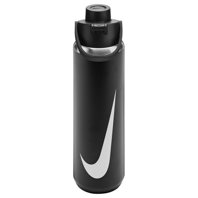 90% Stainless Steel, 8% Polypropylene, 1% Thermoplastic Vulcanizate, 1% Silicone. BPA Free, Durable, Scratch Resistant. Height: 28cm. Width: 8.5cm. Ergonomic, Keeps Drinks Cold, Leak Resistant Lid, Soft Finger Loop, Twist Off Cap, Vacuum Insulated. Design: Swoosh. Capacity: 680ml. Sustainability: Eco Friendly.