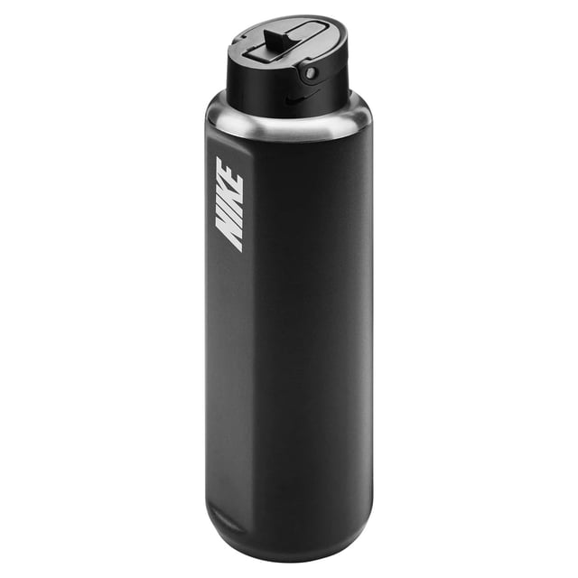 90% Stainless Steel, 8% Polypropylene, 1% Thermoplastic Vulcanizate, 1% Silicone. BPA Free, Durable, Scratch Resistant. Keeps Drinks Cold, Soft Finger Loop. Design: Swoosh. Capacity: 709ml.