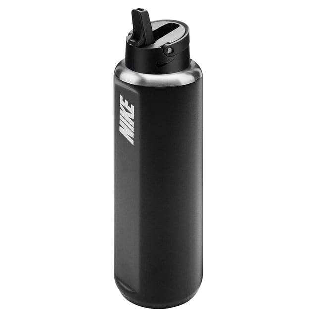 90% Stainless Steel, 8% Polypropylene, 1% Thermoplastic Vulcanizate, 1% Silicone. BPA Free, Durable, Scratch Resistant. Keeps Drinks Cold, Soft Finger Loop. Design: Swoosh. Capacity: 709ml.