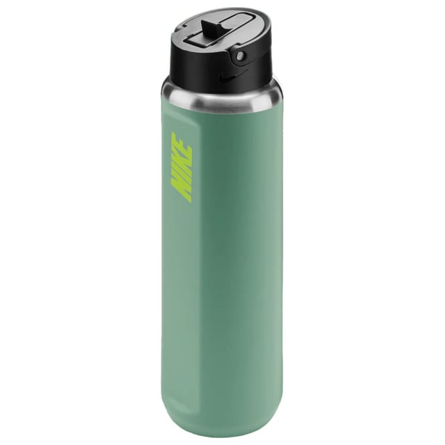 90% Stainless Steel, 8% Polypropylene, 1% Thermoplastic Vulcanizate, 1% Silicone. BPA Free, Durable, Scratch Resistant. Keeps Drinks Cold, Soft Finger Loop. Design: Swoosh. Capacity: 709ml.