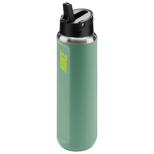 90% Stainless Steel, 8% Polypropylene, 1% Thermoplastic Vulcanizate, 1% Silicone. BPA Free, Durable, Scratch Resistant. Keeps Drinks Cold, Soft Finger Loop. Design: Swoosh. Capacity: 709ml.
