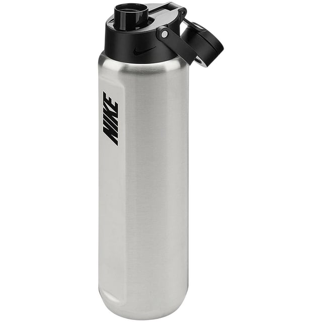 90% Stainless Steel, 8% Polypropylene, 1% Thermoplastic Vulcanizate, 1% Silicone. BPA Free, Durable, Scratch Resistant. Height: 28cm. Width: 8.5cm. Ergonomic, Keeps Drinks Cold, Leak Resistant Lid, Soft Finger Loop, Twist Off Cap, Vacuum Insulated. Design: Swoosh. Capacity: 680ml. Sustainability: Eco Friendly.