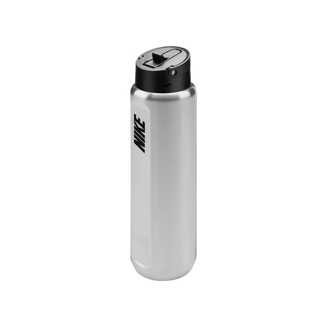 90% Stainless Steel, 8% Polypropylene, 1% Thermoplastic Vulcanizate, 1% Silicone. BPA Free, Durable, Scratch Resistant. Keeps Drinks Cold, Soft Finger Loop. Design: Swoosh. Capacity: 709ml.