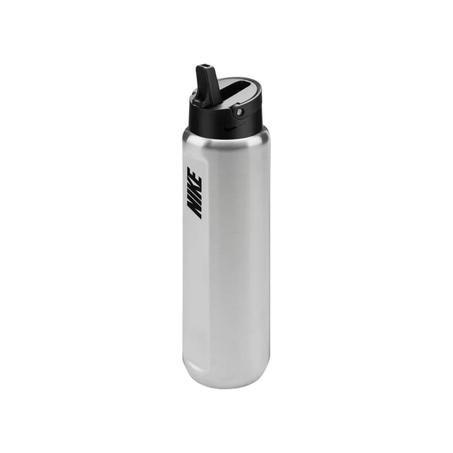 90% Stainless Steel, 8% Polypropylene, 1% Thermoplastic Vulcanizate, 1% Silicone. BPA Free, Durable, Scratch Resistant. Keeps Drinks Cold, Soft Finger Loop. Design: Swoosh. Capacity: 709ml.