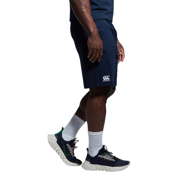 Canterbury Mens Cotton Shorts (Navy) Material: Cotton. Fabric: Stretch. Design: Embroidered Logo, Plain. Pockets: 2 Side Pockets, Open Pockets. Fabric Technology: Breathable, Flexible, Lightweight, Moisture Wicking, Quick Dry, Vapodri. Waistline: Elasticated. Side Seams, Unrestricted Movement. Fit: Casual.