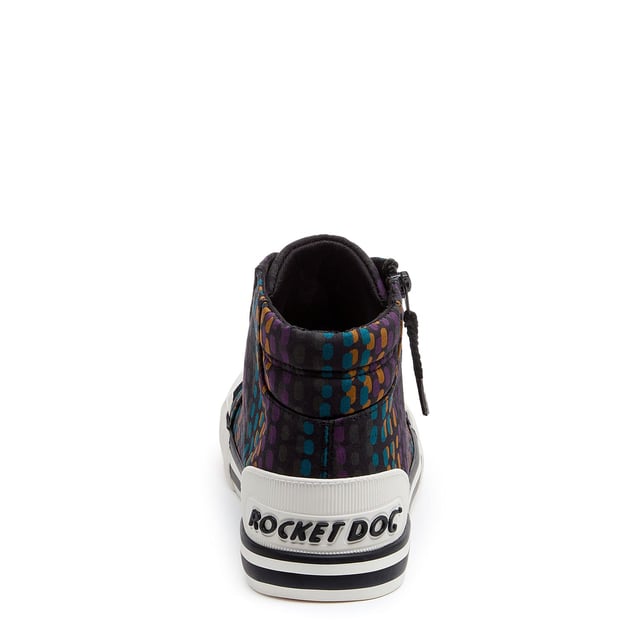 Womens Rocket Dog Cheery Corduroy High Top Trainers in black.When your outfit needs a bit of fun  these Jazzin high-tops are the answer. The bold multicolour cotton upper adds personality without trying too hard  and the side zip means you're out the door in seconds. They’re comfy enough for long walks and cute enough for city brunches  school pick-ups  or that one day you’ve accidentally triple-booked. Soft jersey lining and our signature Plush Foam Comfort Insole mean they feel as good as they look.- Multicolour cotton upper.- Round toe with rubber toe cap.- Side zip and laces.- Signature Rocket Dog branding at tongue and logo heel bumper.- Comfortable jersey fabric lining.- Plush Foam Comfort Insole for softness underfoot.- Rubber platform sole with grip tread.- Platform height: Approx. 3cm- Textile upper  Textile lining  Synthetic sole.- Ref: JAZZINHIKT