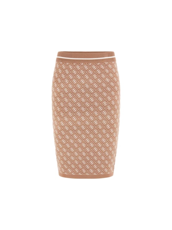 Jupe Guess Lise 4G Femme Beige Synthétique. Authentique Vetement de la marque Guess - design streetwear/sportswear de Guess - Guess pour Femme fashion, parfait pour la vie de tous les jours - Jupe Guess de couleur Beige s'associe parfaitement avec le reste de votre dressing - matiere Synthétique confortable -   classic - Lise 4G -