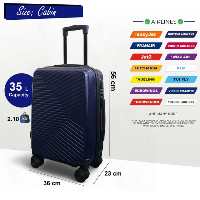 Hard Shell Easyjet Luggage Dimensions Hard Shell Navy Cabin 48 X
