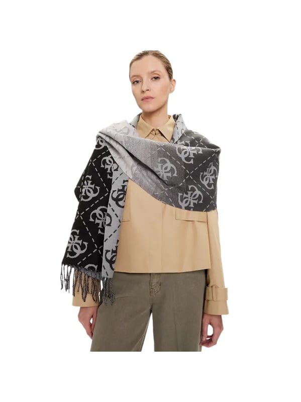 Echarpe Guess Multi 4G Femme Noir Synthétique. Authentique Accessoire de la marque Guess - design streetwear/sportswear de Guess - Guess pour Femme fashion, parfait pour la vie de tous les jours - Echarpe Guess de couleur Noir s'associe parfaitement avec le reste de votre dressing - matiere Synthétique confortable -   classic - Multi 4G -
