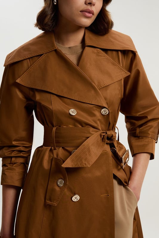 Cotton Sheen Belted Classic Trench Coat