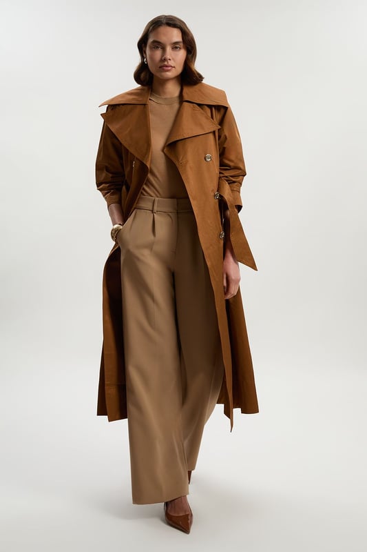 Cotton Sheen Belted Classic Trench Coat