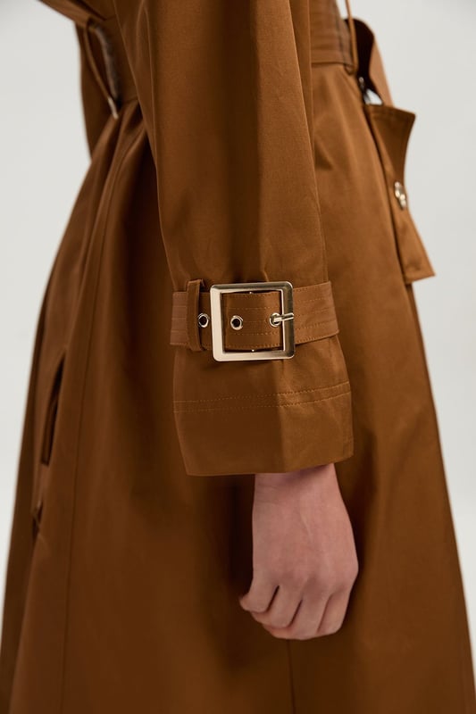 Cotton Sheen Belted Classic Trench Coat