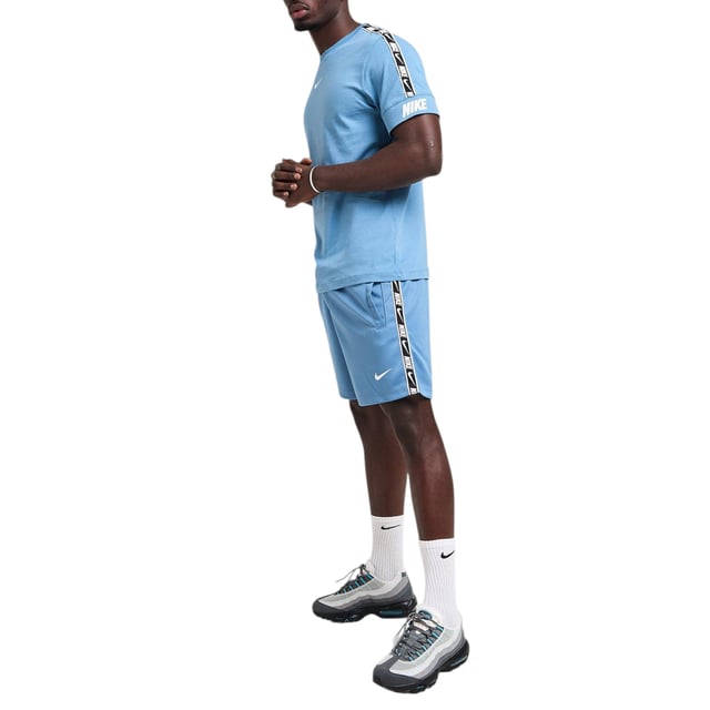 Nike Mens Tracksuit T Shirts Tape Shorts Set NSW Repeat Fleece Cotton Sportswear Men's Fleece Shorts and T Shirts
Style Code: DD4496-063 / DD4497-063
Shorts: Made In Egypt
T Shirt: Made in Turkey
Shorts: 80% Cotton, 20% Polyester
T Shirt: 100% Cotton
Crew Neck
Short Sleeve
Standard Fit
Elastic Waistband with Adjustable Concealed Drawstring.
Made From a Super-soft French Terry Fabric.
Nike Swoosh logo taping on both sides
Two Front Open Side Pockets
Elasticated waist
Machine Washable
Colour: Blue