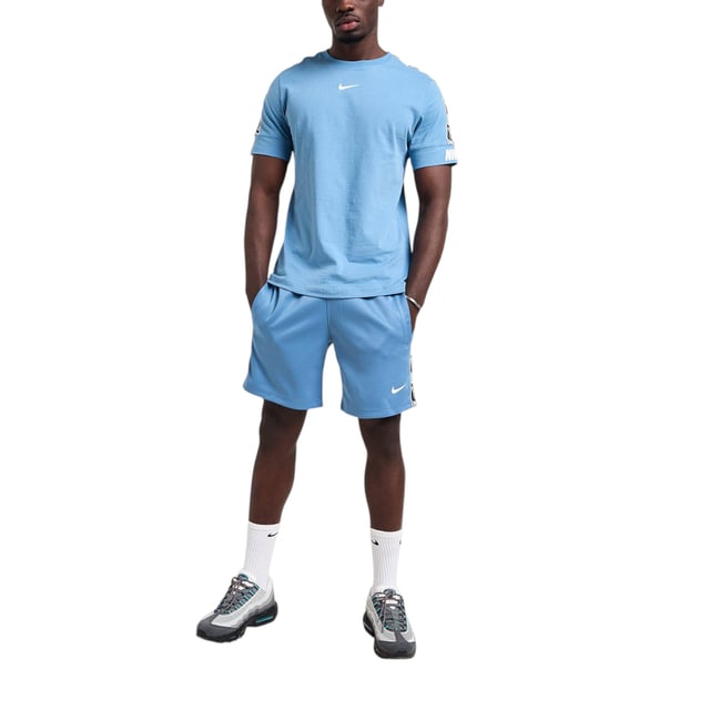 Nike Mens Tracksuit T Shirts Tape Shorts Set NSW Repeat Fleece Cotton Sportswear Men's Fleece Shorts and T Shirts
Style Code: DD4496-063 / DD4497-063
Shorts: Made In Egypt
T Shirt: Made in Turkey
Shorts: 80% Cotton, 20% Polyester
T Shirt: 100% Cotton
Crew Neck
Short Sleeve
Standard Fit
Elastic Waistband with Adjustable Concealed Drawstring.
Made From a Super-soft French Terry Fabric.
Nike Swoosh logo taping on both sides
Two Front Open Side Pockets
Elasticated waist
Machine Washable
Colour: Blue