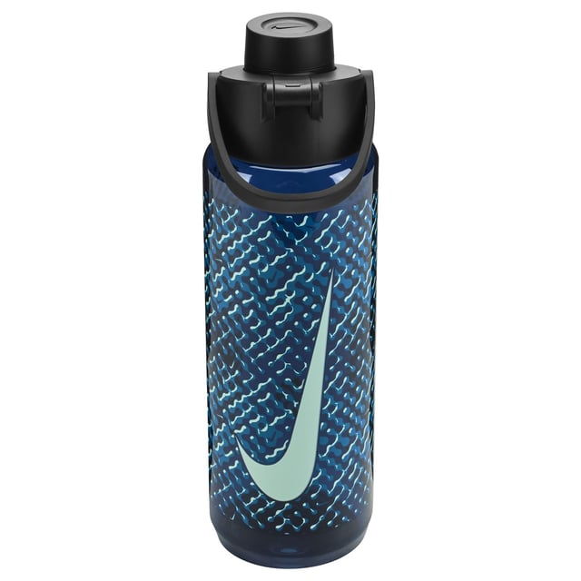 Nike - "TR Renew Recharge" Wasserflasche, Bildlich, 680ml (Blau) 70% Tritan, 27% Polypropylen, 2% Silikon, 1% Edelstahl. Marke: Nike. Material: Ohne BPA. Trinkgefäßmerkmale: Ergonomischer Griff, Auslaufsicherer Deckel, Twist-Off-Kappe. Design: Gemustert, Swoosh. Kapazität: 680 ml. Hinweis: Vor dem Erstgebrauch waschen.