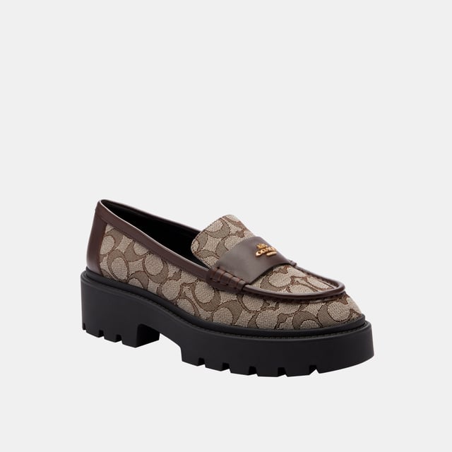Lucy Lug Sole Signature Jacquard Loafer, This Coach piece is crafted with our Signature jacquard made from a blend of regenerative cotton and recycled polyester