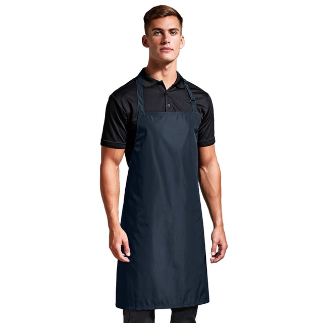 Premier - Herren/Damen Unisex Schürze, mit Latz (Schwarz) 100% Polyester. Gewebe: Polyester. Marke: Premier. PU-Beschichtung. Länge: 86 cm. Breite: 72 cm. anpassbar, Schnalle, Krawatte. Gewebetechnik: Wasserfest. Design: Unifarben. Sicherheitsstandards: Amfori-Freigabe, BSCI, REACH-konform, Sedex, WRAP Zertifikat. GSM (Gramm pro Quadratmeter): 110.