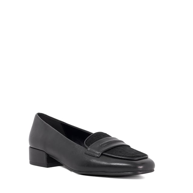 Step into timeless sophistication with Gorgeouss, our elevated take on the classic penny loafer. Crafted from sleek leather and featuring a contrasting upper for a modern twist, this square-toe design is set on a comfortable low block heel. Refined yet versatile, it's the perfect finishing touch for both polished workwear and effortless off-duty looks.