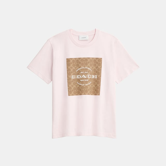 Signature Square T-Shirt, Model is 5'10" (178cm), chest 31" (79cm), waist 24" (61cm), hips 35" (89cm) and wears a size S,  Length: 62.00 cm