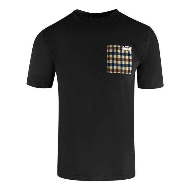 Aquascutum - T-Shirt für Herren, Brusttasche, Aktiv (Schwarz) 100% Bio-Baumwolle. Design: Label, gewebter Stoff. Geripptes Detail. Passform: Regulär. GSM (Gramm pro Quadratmeter): 180. Taschenart: 1 Brusttasche. Rundhalsausschnitt. Kurzärmlig. S: 102 cm. M: 104 cm. L: 108 cm. XL: 112 cm. XXL: 116,84 cm. 3XL: 121,92 cm.
