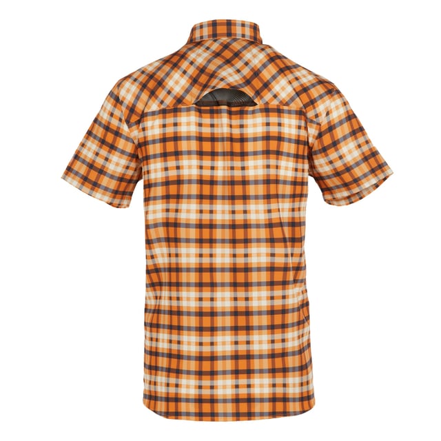 96% Polyester, 4% Elastaan. Stof: Rekken. Ontwerp: Geruite, Logo. Zakken: 1 borstzak, ritssluiting. Sluiting: Knoopsluiting. Mouwtype: Korte mouwen. Halsuitsnijding: Omgeslagen kraag. Stoftechnologie: Anti-insectenbehandeling, Ademend, Isoflex, Lichtgewicht, Sneldrogend, Waterafstotend. Packaway. Zonneschatting: UPF 50+. 125gsm. Duurzaamheid: Gemaakt van gerecycled materiaal. S: 38 in. L: 42 in. XL: 44 in.