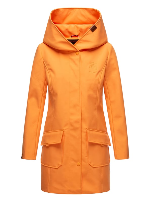 Marikoo chaqueta softshell mujer – Mayleen impermeable con capucha La chaqueta softshell Mayleen de Marikoo combina diseño moderno y funcionalidad. Confeccionada en tejido resistente al agua, protege del viento y la lluvia ligera. El cuello alto y la tapeta adicional con botones ofrecen mayor comodidad. Incluye bolsillos frontales con solapa, bolsillo interior con apertura para cables y detalles de logotipo discretos. Con corte entallado, bordado en la capucha y apliques de piel sintética, esta chaqueta es elegante y práctica – perfecta para el día a día.