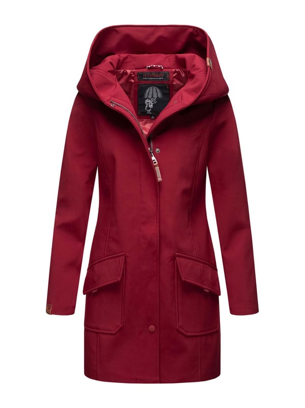 Marikoo chaqueta softshell mujer – Mayleen impermeable con capucha La chaqueta softshell Mayleen de Marikoo combina diseño moderno y funcionalidad. Confeccionada en tejido resistente al agua, protege del viento y la lluvia ligera. El cuello alto y la tapeta adicional con botones ofrecen mayor comodidad. Incluye bolsillos frontales con solapa, bolsillo interior con apertura para cables y detalles de logotipo discretos. Con corte entallado, bordado en la capucha y apliques de piel sintética, esta chaqueta es elegante y práctica – perfecta para el día a día.