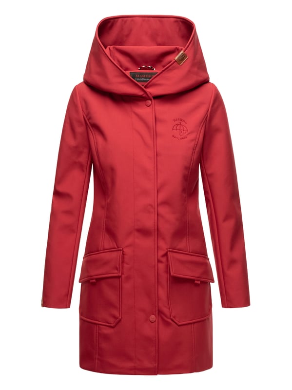 Marikoo chaqueta softshell mujer – Mayleen impermeable con capucha La chaqueta softshell Mayleen de Marikoo combina diseño moderno y funcionalidad. Confeccionada en tejido resistente al agua, protege del viento y la lluvia ligera. El cuello alto y la tapeta adicional con botones ofrecen mayor comodidad. Incluye bolsillos frontales con solapa, bolsillo interior con apertura para cables y detalles de logotipo discretos. Con corte entallado, bordado en la capucha y apliques de piel sintética, esta chaqueta es elegante y práctica – perfecta para el día a día.