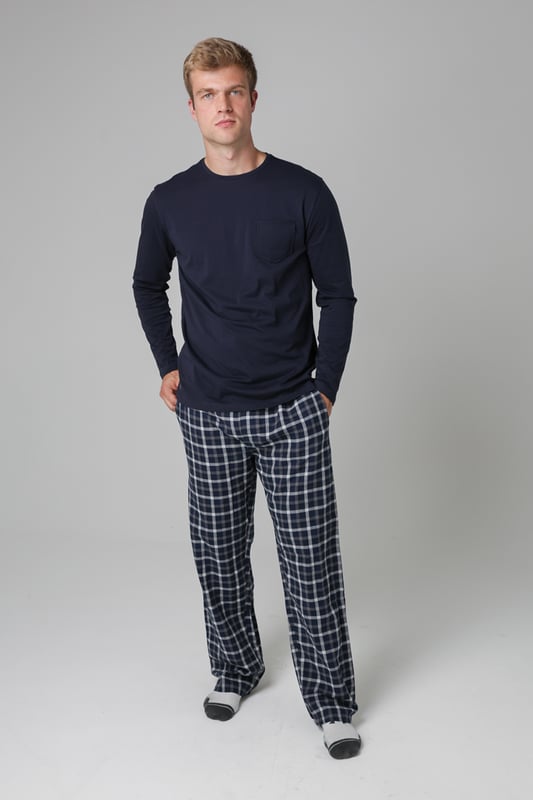 Dark Navy Cotton Long Sleeve Pyjama Set