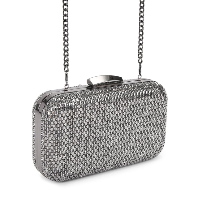 Pewter Gunmetal Clutch Bag Miss KG Fleur Box Bag