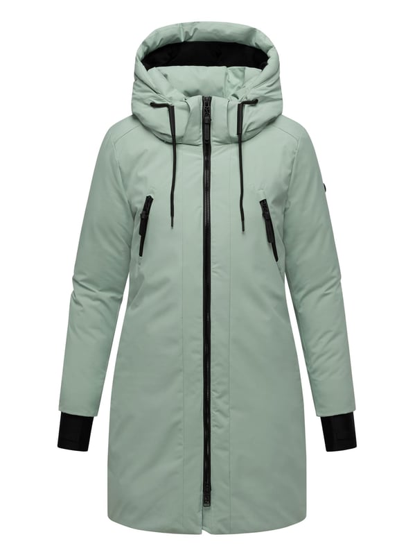 Der Damenparka Winterzart von Navahoo bietet maximalen Schutz und hohen Komfort an eisigen Tagen. Mit einer Wassersäule von 5.000 mm ist er wind- und wasserabweisend, während die warme Wattierung und Fleecefutter im Rücken- und Seitenbereich für ein wohliges Tragegefühl sorgen. Eine abnehmbare Kapuze mit langen Kordelzügen, verstellbares Taillenbündchen, Daumenschlitze sowie seitliche Belüftungsschlitze machen diesen Parka besonders funktional. Praktische Taschenlösungen innen und außen bieten Platz für alle Essentials. In 10 Farben und Größen S–6XL erhältlich – der ideale Mix aus Komfort, Funktionalität und urbanem Style.