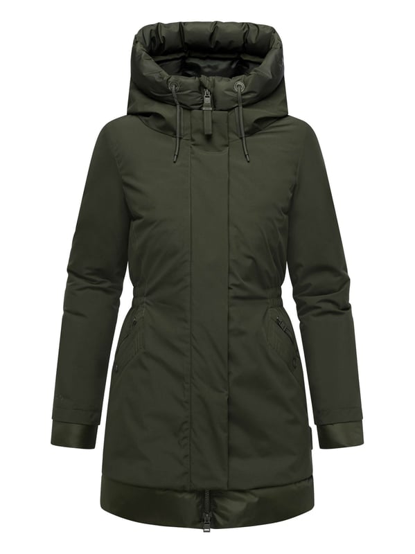 Der Winterparka Winterprinzessin von Navahoo verbindet urbanen Chic mit funktionaler Wärme. Die gesteppte Innenseite und der hochschließende Kragen schützen zuverlässig vor Kälte, während die fest integrierte Kapuze mit Kordelzug zusätzlichen Komfort bietet. Praktische Taschenlösungen – darunter warme Eingrifftaschen, Reißverschlusstaschen außen und innen – bieten viel Stauraum. Ein elastischer Taillenbund sorgt für eine feminine Silhouette, während die wabenartige Struktur an Kapuzenrand, Saum und Ärmeln stilvolle Akzente setzt. In 6 Farben und Größen S–3XL erhältlich.