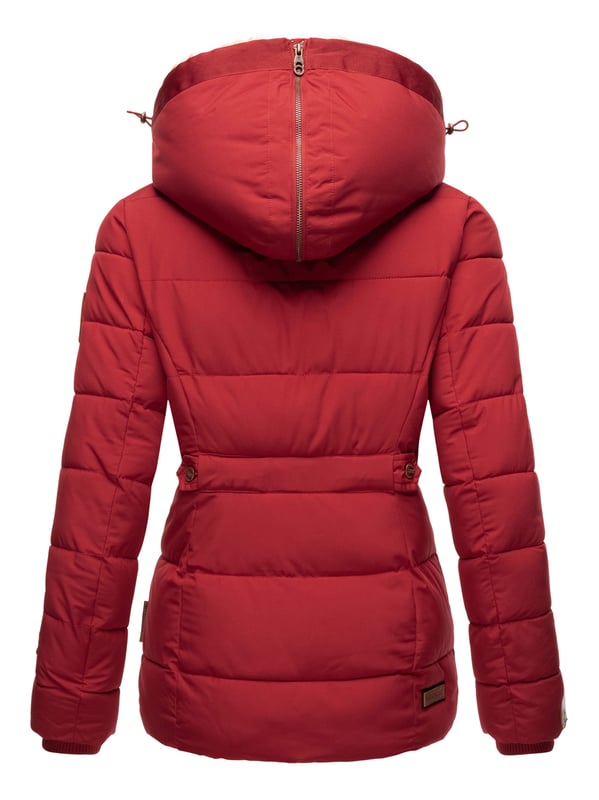 Die Marikoo Damen Winterjacke Nekoo überzeugt durch Funktionalität und edle Details. Das kuschelige Kunstfell in Kapuze und Innenbereich sorgt für angenehme Wärme, während der hoch schließende Kragen optimal vor Wind und Kälte schützt. Die Kapuze ist vielseitig: komplett abnehmbar oder per Reißverschluss nach hinten auf die Schultern zu legen. Zwei Reißverschlusstaschen mit Fleecefutter, eine Innentasche mit Kopfhörerausgang und hochwertige Kunstleder-Zipper machen die Jacke besonders praktisch. Mit perfekter Länge, tailliertem Schnitt und Rippbündchen bleibt sie warm, bequem und stilvoll.
Material: Oberstoff/Futter/Wattierung 100% Polyester; Kunstfell 90% Polyacryl, 10% Polyester.