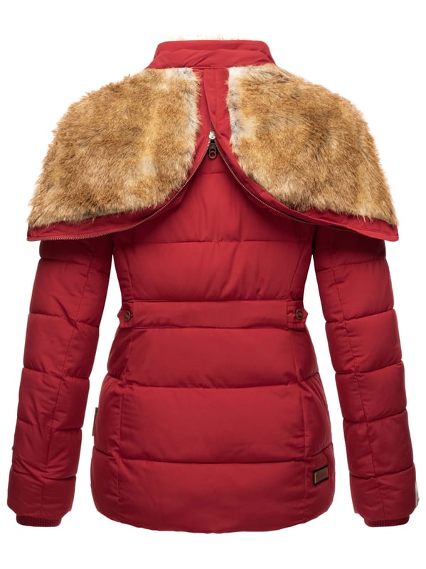 Die Marikoo Damen Winterjacke Nekoo überzeugt durch Funktionalität und edle Details. Das kuschelige Kunstfell in Kapuze und Innenbereich sorgt für angenehme Wärme, während der hoch schließende Kragen optimal vor Wind und Kälte schützt. Die Kapuze ist vielseitig: komplett abnehmbar oder per Reißverschluss nach hinten auf die Schultern zu legen. Zwei Reißverschlusstaschen mit Fleecefutter, eine Innentasche mit Kopfhörerausgang und hochwertige Kunstleder-Zipper machen die Jacke besonders praktisch. Mit perfekter Länge, tailliertem Schnitt und Rippbündchen bleibt sie warm, bequem und stilvoll.
Material: Oberstoff/Futter/Wattierung 100% Polyester; Kunstfell 90% Polyacryl, 10% Polyester.