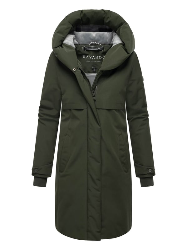 Der Wintermantel Domingaa von Navahoo vereint urbanen Stil mit funktionalen Details. Die warme Wattierung und das weiche Fleecefutter im Inneren sorgen für hohen Tragekomfort an kalten Tagen. Der lange Schnitt schützt zuverlässig vor Wind und Kälte, während die verdeckte Magnetverschlussleiste einen modernen Look verleiht. Praktische Taschen und markentypische Details runden das Design ab. Erhältlich in 9 Farben und Größen XS–3XL.