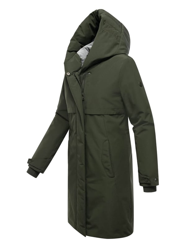 Der Wintermantel Domingaa von Navahoo vereint urbanen Stil mit funktionalen Details. Die warme Wattierung und das weiche Fleecefutter im Inneren sorgen für hohen Tragekomfort an kalten Tagen. Der lange Schnitt schützt zuverlässig vor Wind und Kälte, während die verdeckte Magnetverschlussleiste einen modernen Look verleiht. Praktische Taschen und markentypische Details runden das Design ab. Erhältlich in 9 Farben und Größen XS–3XL.
