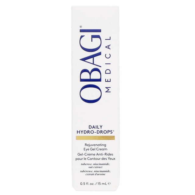 Revitalize your eyes with Obagi Daily Hydro-Drops Rejuvenating Eye Gel Cream. This effective eye treatment provides a powerful boost of hydration that lasts for 24 hours, brightening and refreshing the under-eye area. Formulated with clinically proven ingredients, it visibly reduces puffiness, dark circles, and fine lines, ensuring your eyes look youthful and radiant. To use, apply one pump around the eye area after cleansing, using the cooling applicator tip for a soothing effect. Ideal for daily use, morning and evening, for optimal results.