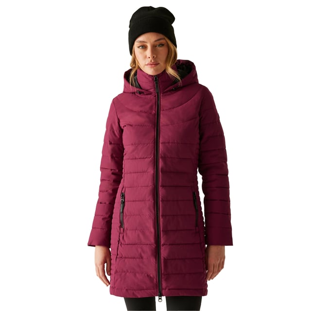 100% Polyester. Filling: Feather-Free, Synthetic Down. Lining: Taffeta. Filling: 200gsm. Design: Plain. 112gsm. Fabric Technology: Durable Water Repellent Finish, Lightweight, Water Repellent. Neckline: Hooded. Sleeve-Type: Long-Sleeved. Quilted. Hood Features: Grown On Hood. Length: Longline. Pockets: 2 Side Pockets, Zip. Fastening: Full Zip, Two Way Zip. Sustainability: Made from Recycled Materials. Waistline: Part Elasticated. 8 UK: 32 in. 10 UK: 34 in. 12 UK: 36 in. 14 UK: 38 in. 20 UK: 45 in. 22 UK: 48 in. 24 UK: 50 in. 26 UK: 52 in. 18 UK: 43 in. 16 UK: 40 in.