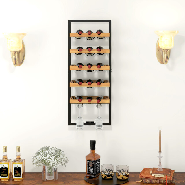 Catrinaz® Wijnrek Muur voor 4 Flessen – Wand Wijnrek van Hoogwaardig Staal – Mat Zwart Industrieel Design – Ruimtebesparend & Decoratief vanaf € 49,00 (april 2026