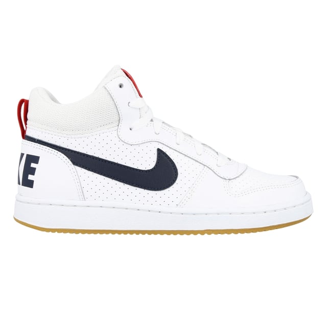 Elevate youthful style and performance with the Nike Court Borough Mid (GS) White Sneakers. Crafted from 100% premium leather, these trainers offer lasting durability and a comfortable fit ideal for all-day wear. The classic white upper is accented with bold black and red details, blending sporty flair with timeless design. Designed to support active feet, these mids provide reliable ankle coverage and cushioning, making them perfect for both on-court action and casual outings. Whether for school or weekend adventures, these sneakers deliver a confident look and dependable comfort every step of the way