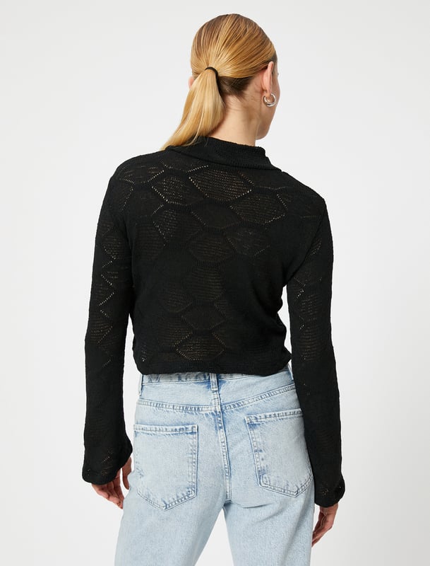 Produktkategorie Pulloverbr Ärmelform Flare Ärmelbr Länge Cropbr Details Ajurlu Muster