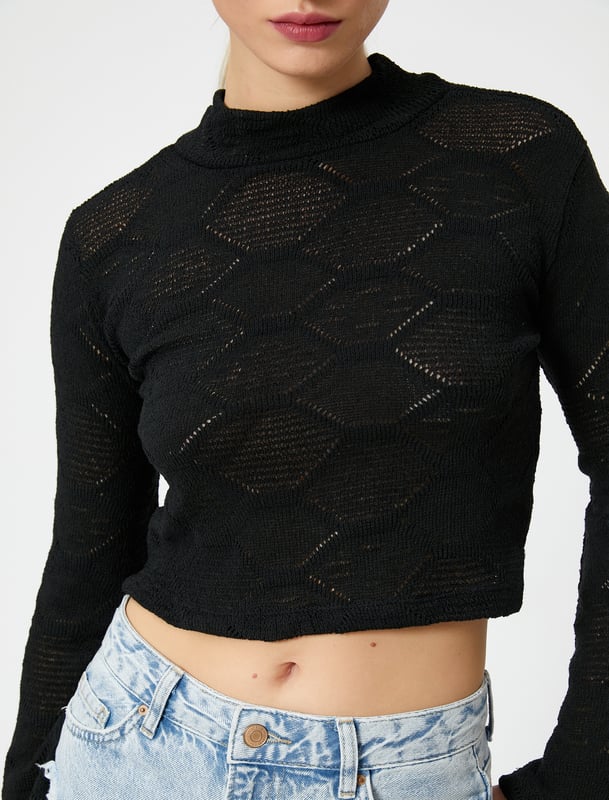 Produktkategorie Pulloverbr Ärmelform Flare Ärmelbr Länge Cropbr Details Ajurlu Muster