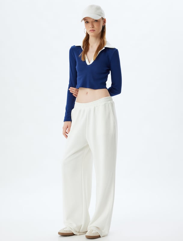 Slim zonder zak Crop lengte Korte mouw Polokraag Tshirt