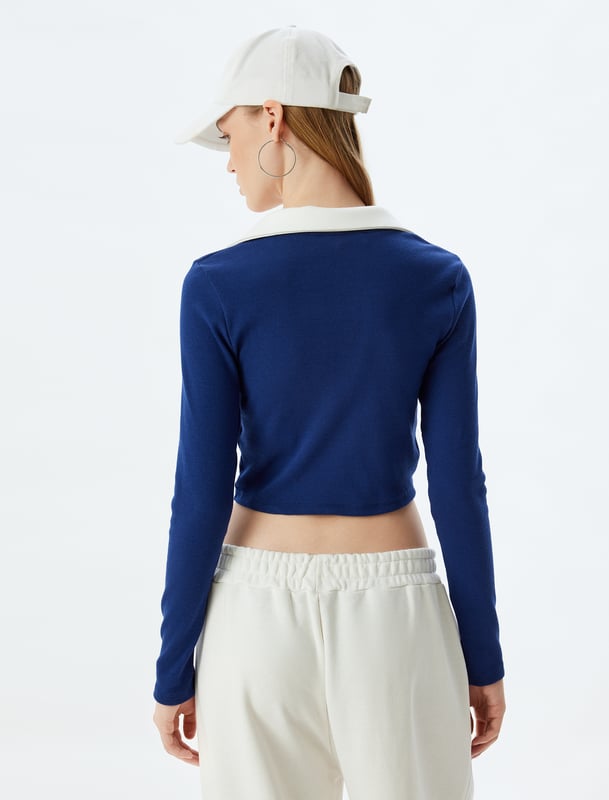 Slim zonder zak Crop lengte Korte mouw Polokraag Tshirt