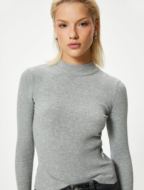 -Regular -Ohne Tasche -Normale Länge -Langärmelig -Standkragen -Sweater