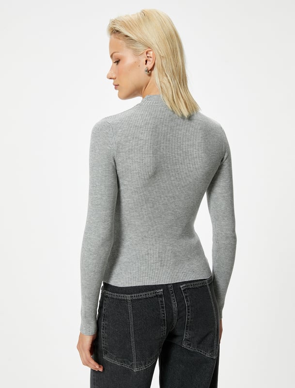 -Regular -Ohne Tasche -Normale Länge -Langärmelig -Standkragen -Sweater