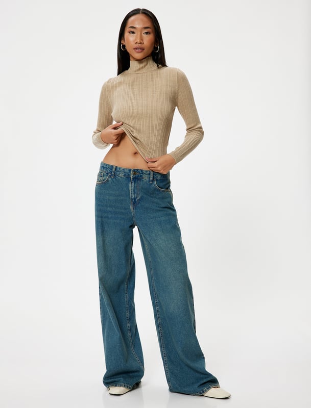 -Erneuert -Regular -Ohne Tasche -Normale Länge -Langärmelig -Standkragen -Sweater